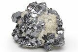 Lustrous Galena and Scalenohedral Calcite on Pyrite - Peru #236694-1